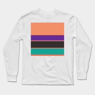 A fabulous unity of Orange Pink, Faded Orange, Christmas Purple, Persian Green and Dark Charcoal stripes. Long Sleeve T-Shirt